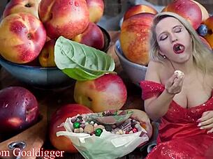 food porn in financial domination style, glasses and masturbation