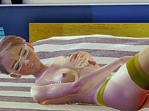 I love watching this teen in stockings masturbate solo in 3D hentai