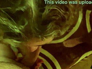 Gangbanged mature lady with blowjob and cumshot