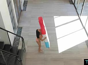 Carolina Sweets enjoys her pussy getting stretched by a monster cock poolside.