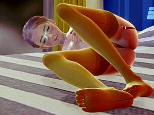 I love watching this teen in stockings masturbate solo in 3D hentai