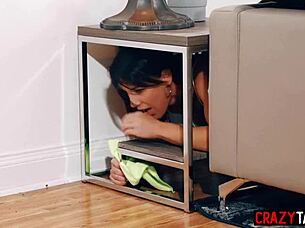 Riley Jacobs got stuck and fucked during house cleaning