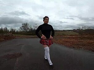 i flash my schoolgirl costume in public