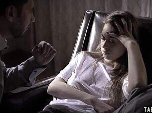 Oh, the psychiatrist roughly fucks the petite teen in doggystyle!