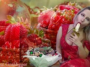 food porn in financial domination style, glasses and masturbation