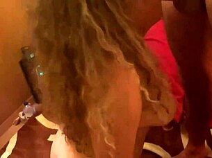 Gangbanged mature lady with blowjob and cumshot