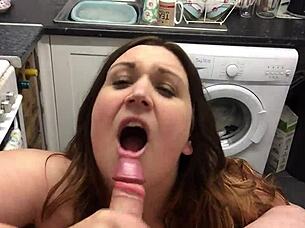 Curvy Candy gives a blowjob and gets a facial in this BBW movie