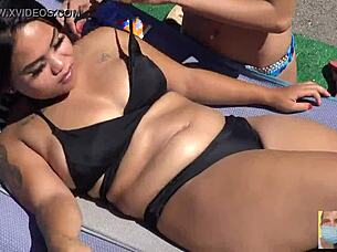 Erotic goddess gets outdoor massage