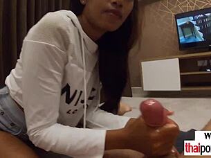 amateur thai teen offering a sensual handjob