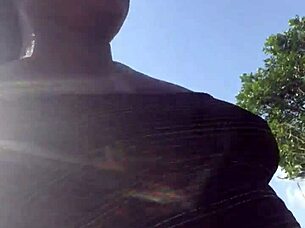 Crazybitch enjoys moving her big ass outdoor