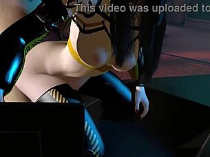 3D sexy asian robot in lingerie gets wet pussy fucked hard