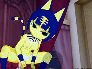 ankha enters the bedroom and starts riding a nice cock passionately