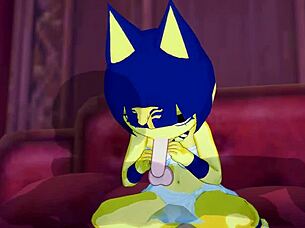 ankha enters the bedroom and starts riding a nice cock passionately