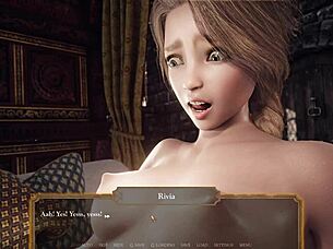 3D movie with curvy woman giving blow job after a fight