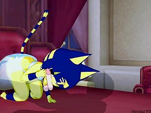 ankha enters the bedroom and starts riding a nice cock passionately