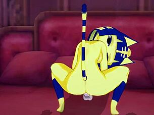 ankha enters the bedroom and starts riding a nice cock passionately