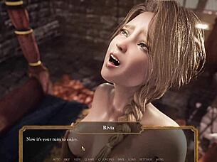 3D movie with curvy woman giving blow job after a fight