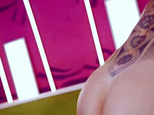 Tattooed lovers engage in rough double penetration action