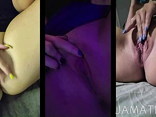 Blonde wife gives blowjob to wet pussy and ass in compilation