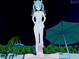 Hatsune Miku from Vivid Bad Squad feels intense emotions during sex in Project Sekai Vocaloid hentai