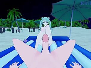 Hatsune Miku from Vivid Bad Squad feels intense emotions during sex in Project Sekai Vocaloid hentai