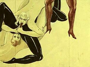 Vintage hentai drawings feature anime characters in erotic cartoon poses from retro comics