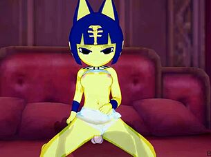 ankha enters the bedroom and starts riding a nice cock passionately