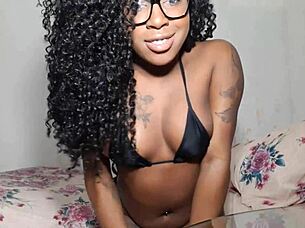 i'm an ebony babe masturbating my tits to orgasm