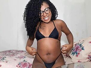 i'm an ebony babe masturbating my tits to orgasm