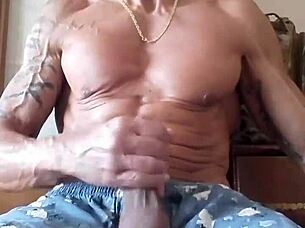 Watch me stroking my huge gay cock to a massive cumshot