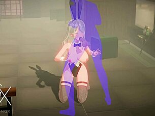 sexy fantasy girl in outfit plays 3d hentai game