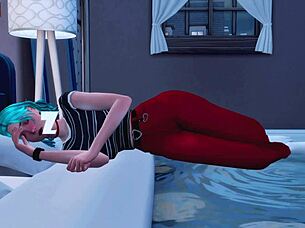 Futanari Stepsister Forces Punk Stepsister into Hard Anal Creampie in Sims Me Hentai