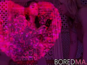 a collar and handcuffs make her feel so good during that relaxing session with toys and stockings