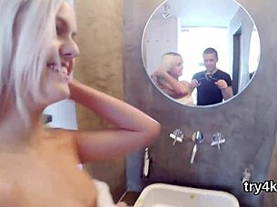 Stepmom gives detailed oral licking to skinny teen in lesbian fingering session