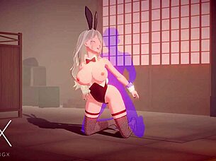sexy fantasy girl in outfit plays 3d hentai game