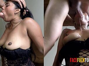 Latin couple deepthroats monster cock wildly