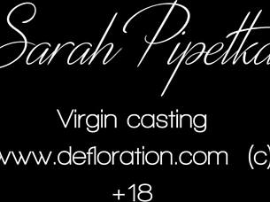 Horny virgin Sarah Pipetka deflowers herself on camera