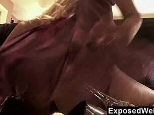 Gisele oils up her tits for a solo tit fuck on webcam