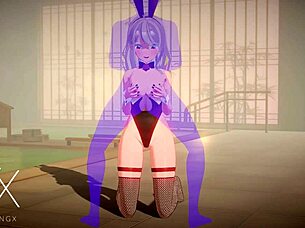 sexy fantasy girl in outfit plays 3d hentai game