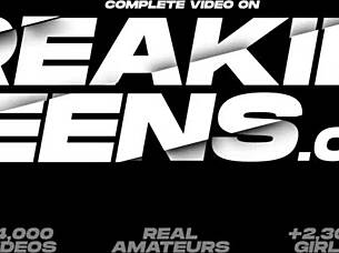 The tiny blonde teen gets pounded hard by a huge cock. She moans as he fills her shaved pussy.