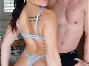 big booty brunette deepthroats monster cock