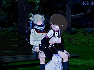 ochako and himiko toga indulge in futanari masturbation and creampie hentai