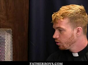 Twink Catholic Boy Ryland Kingsley Fucked by Redhead Priest Dacotah Red During Confession