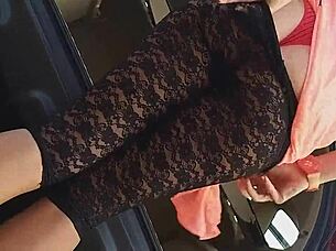 Outdoor Lingerie Pee Adventure in Nature with See-Through Close-Up Leg Shots in Public Car