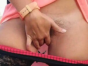 Outdoor Lingerie Pee Adventure in Nature with See-Through Close-Up Leg Shots in Public Car