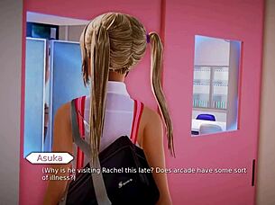 I'm exploring Rechel's 18 nude scenes in Waifu Academy's porn game with big tits and hentai outfits