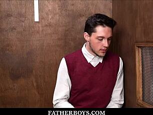 Twink Catholic Boy Ryland Kingsley Fucked by Redhead Priest Dacotah Red During Confession