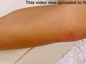 this adorable blonde is naked in the close-up interview.