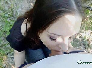 a quick outdoor encounter in the forest behind the parking lot