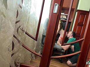 Stepson promised to help stepmom with the computer after creampie in pussy. He delivered on his word in doggystyle.